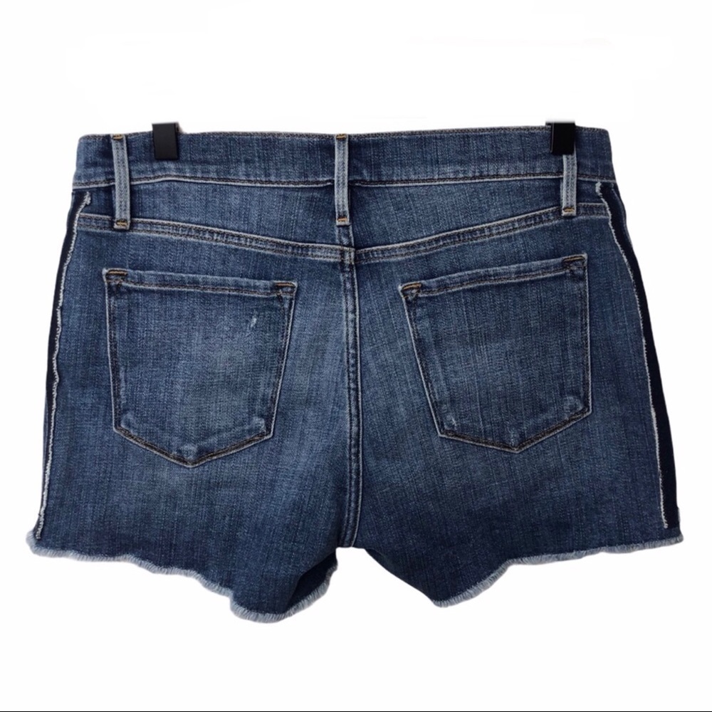 Frame Cleo Tux Stripe Fray Hem Denim Jean Shorts Size 28 Cut Off Shorts … - Picture 4 of 10